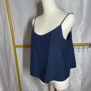 Athleta Layered Cropped Tank Navy S